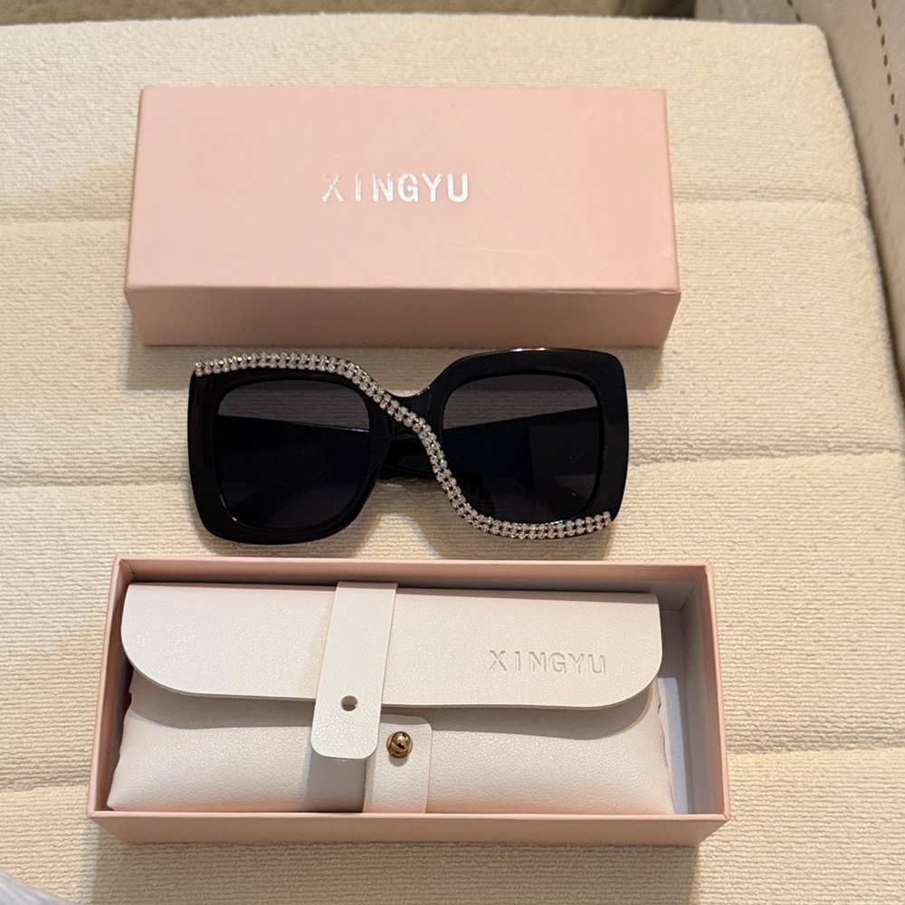 *Black Sunglasses with Rhinestone Accents, NIB